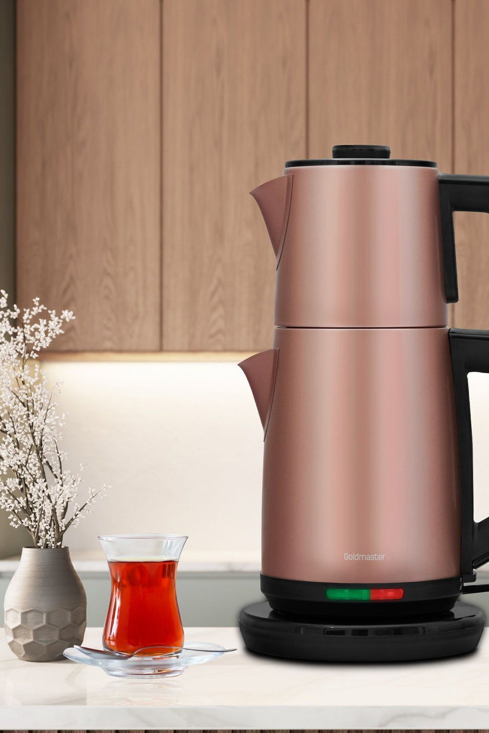 GoldMaster Demre Vizon XL 30 Cup Capacity 2200 Watt Stainless Steel Tea Maker and Water Kettle - MALLTURK