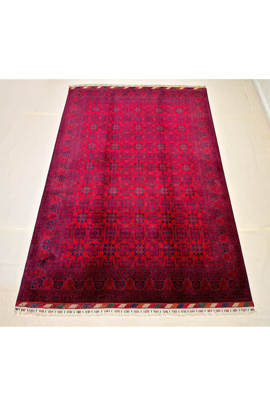 Afghan Handwoven Rug, 6 Meters, Biljik, 100% Wool, Natural Dye, Handcrafted Red - MALLTURK