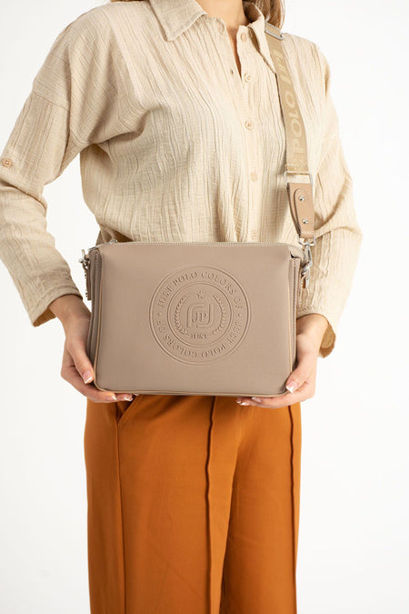 Just Polo Women's Shoulder & Messenger Bag, Beige,Polo Fabric - MALLTURK