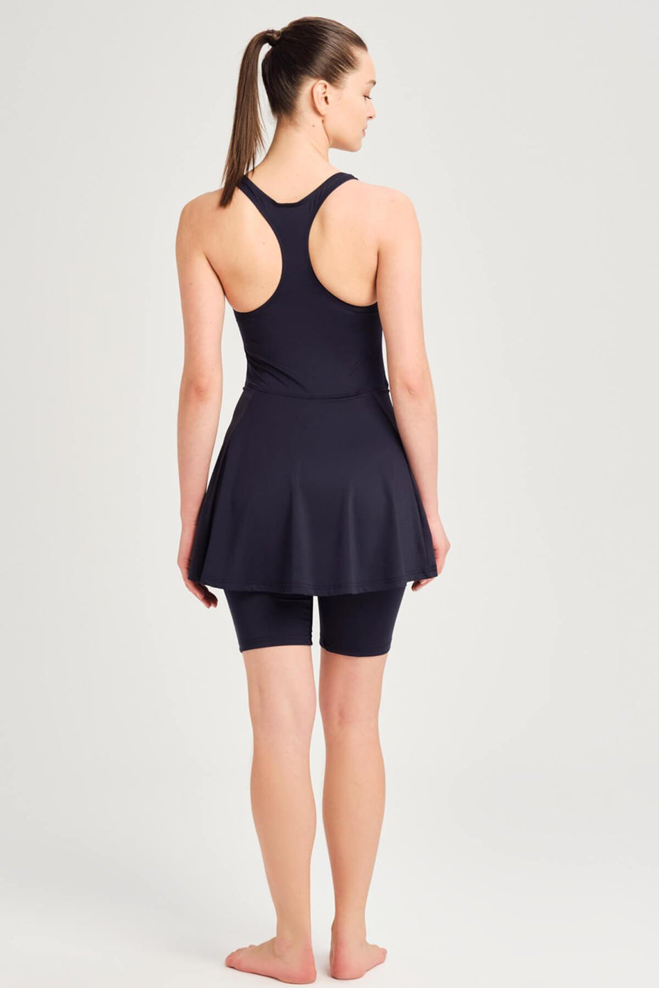 Hasema Swimsuit with Back Skirt and Mesh Detail, Navy Blue 2275 - MALLTURK