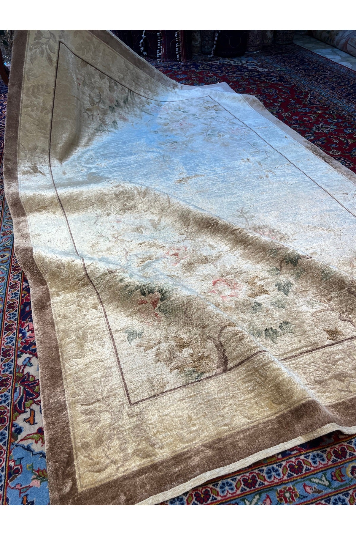 RD RAMAZAN DAG Hand Rug Art Hand-Woven Carved Chinese Silk Rug Size 240x153 - MALLTURK