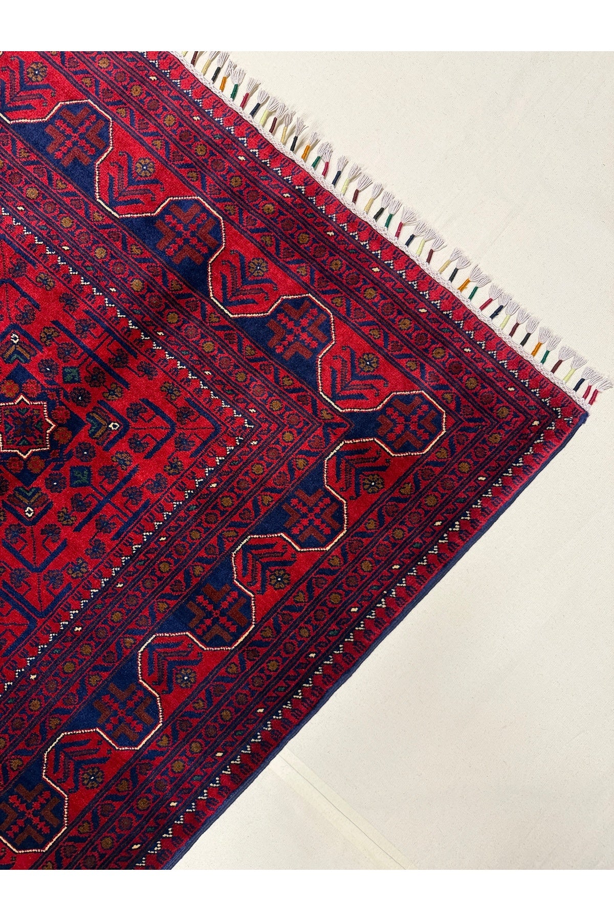 Afghan Rug Hand-Woven 6 Meter Bilecik Design 100% Wool Natural Dye Handicraft ile Harika Yildiz Pattern