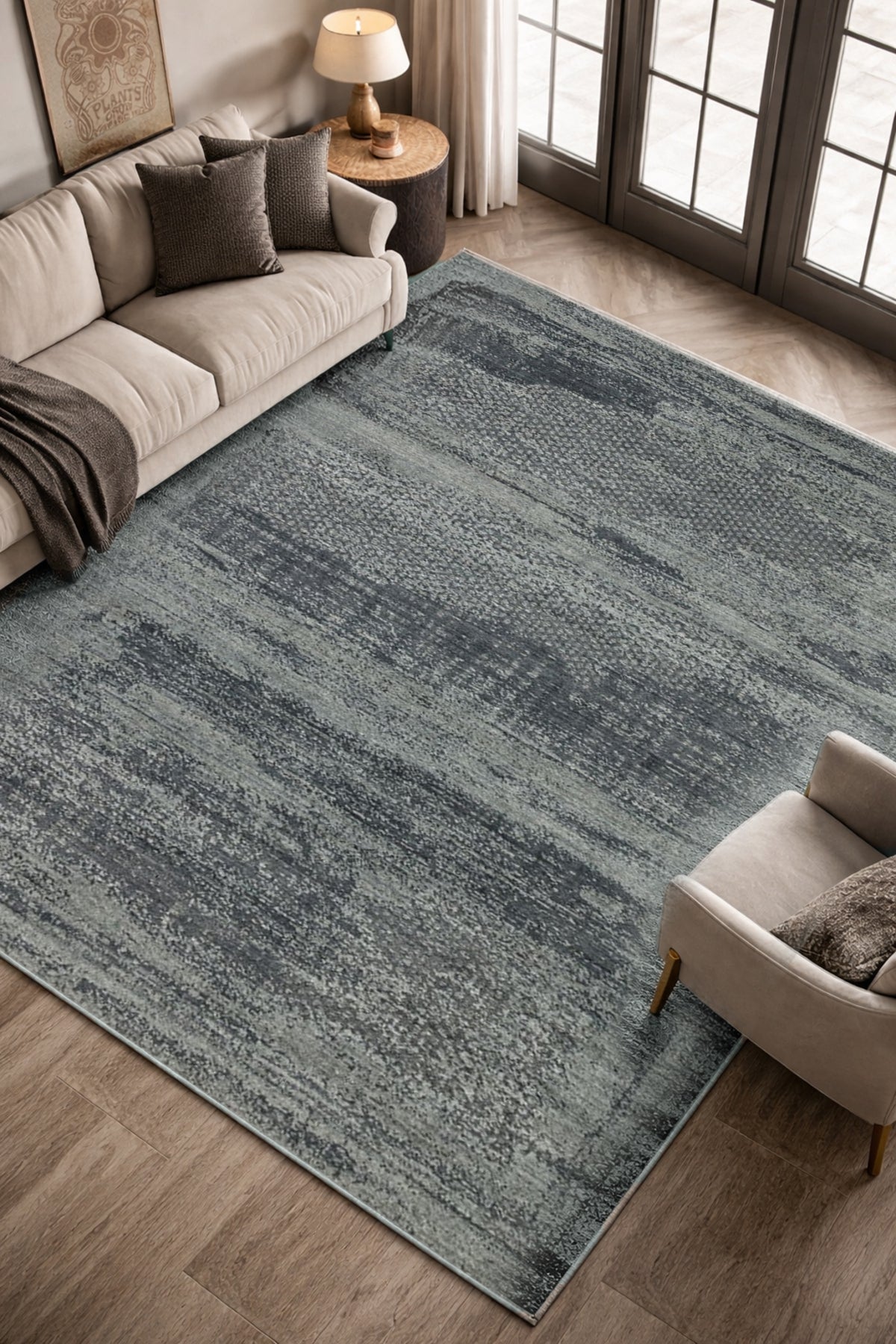 Vog Rug Arken Black Hand-Woven Wool Viscose Cotton Rug Modern Scandinavian 3D Effect Luxury Living Room Rug - MALLTURK