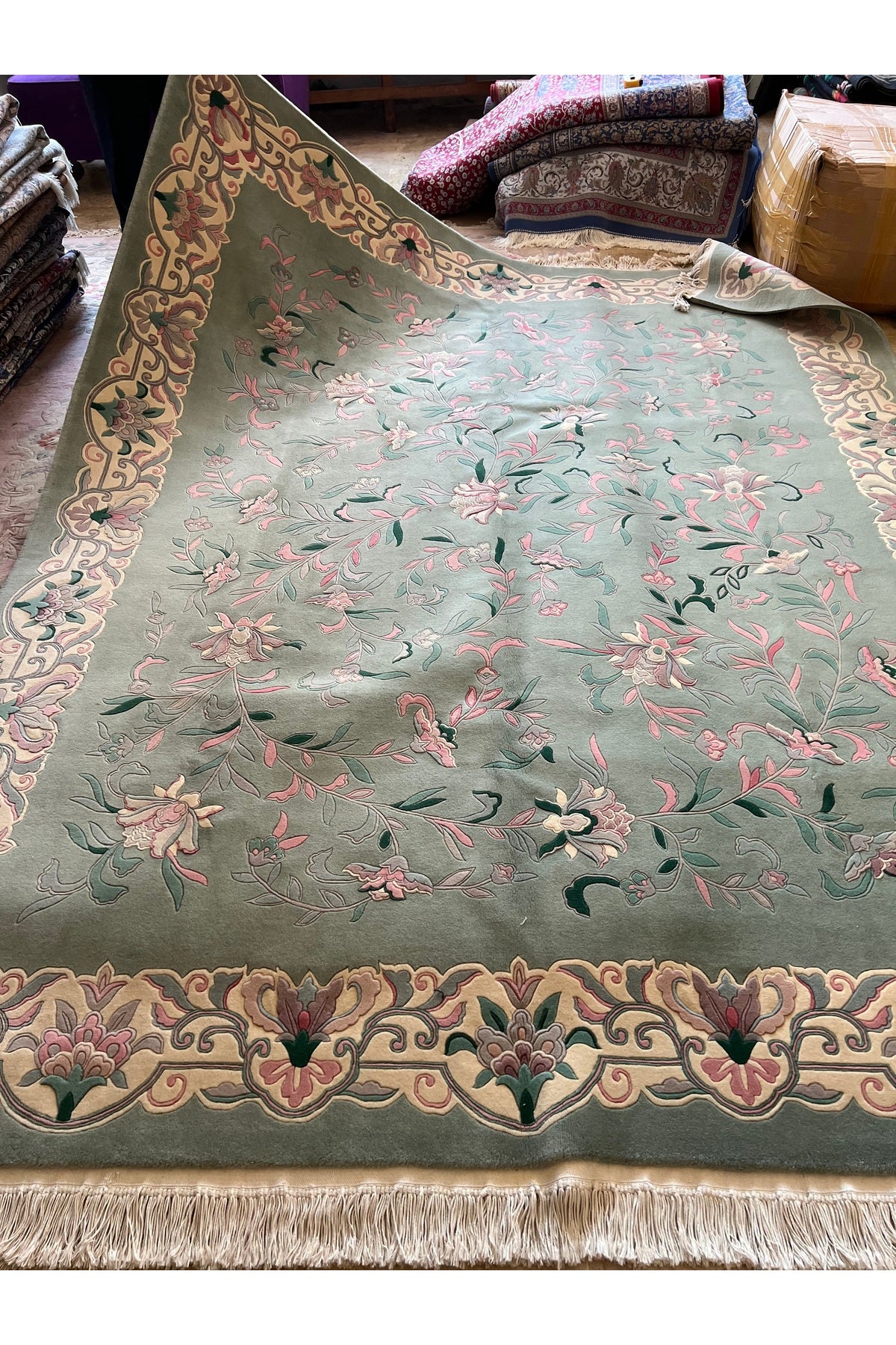RD RAMAZAN DAG Hand Rug Art Hand-Woven Embossed Chinese Rug Premium Quality Su Yesili Color Size 295x235 - MALLTURK