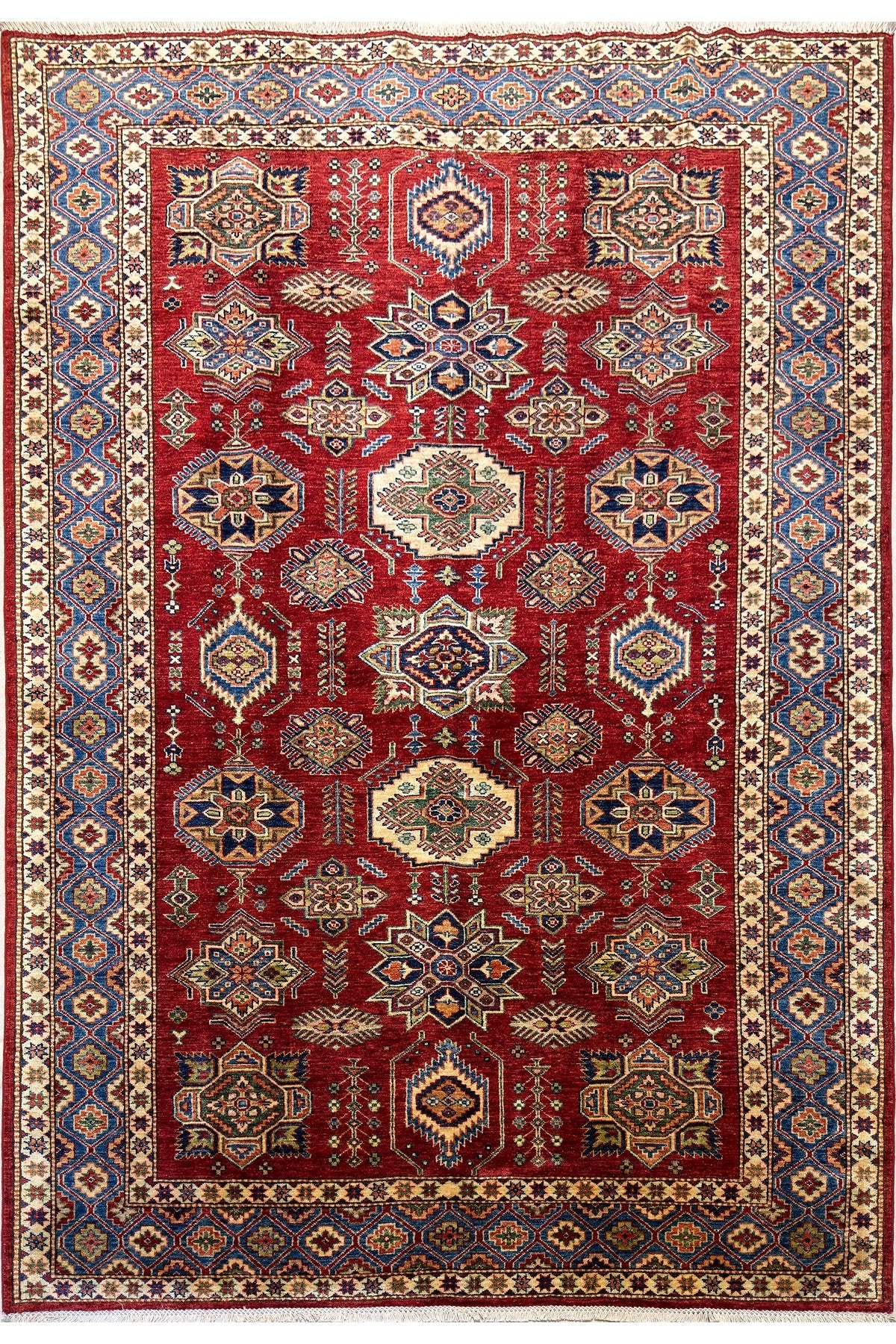 Afghan Rug Hand-Woven 100% Wool Natural Dye Handicraft ile Harika Kazak Design