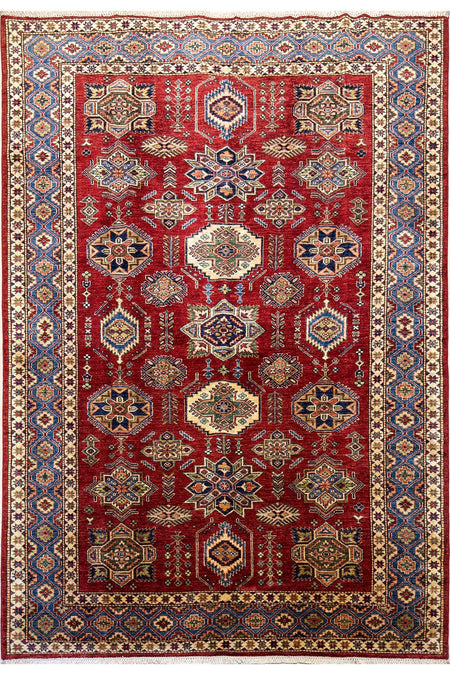 Afghan Rug Hand-Woven 100% Wool Natural Dye Handicraft ile Harika Kazak Design
