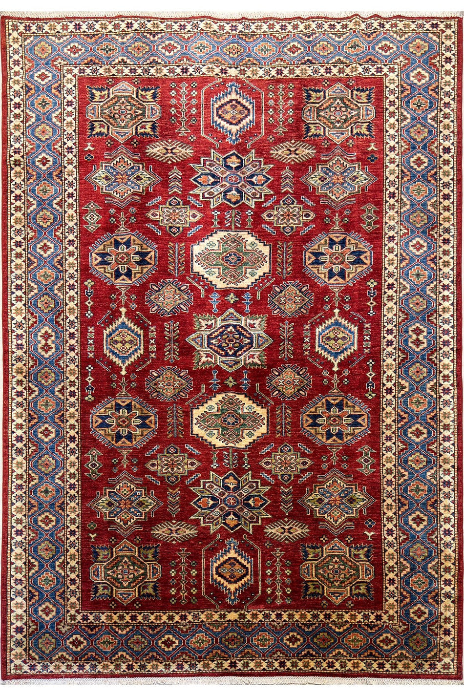 Afghan Rug Hand-Woven 100% Wool Natural Dye Handicraft ile Harika Kazak Design - MALLTURK