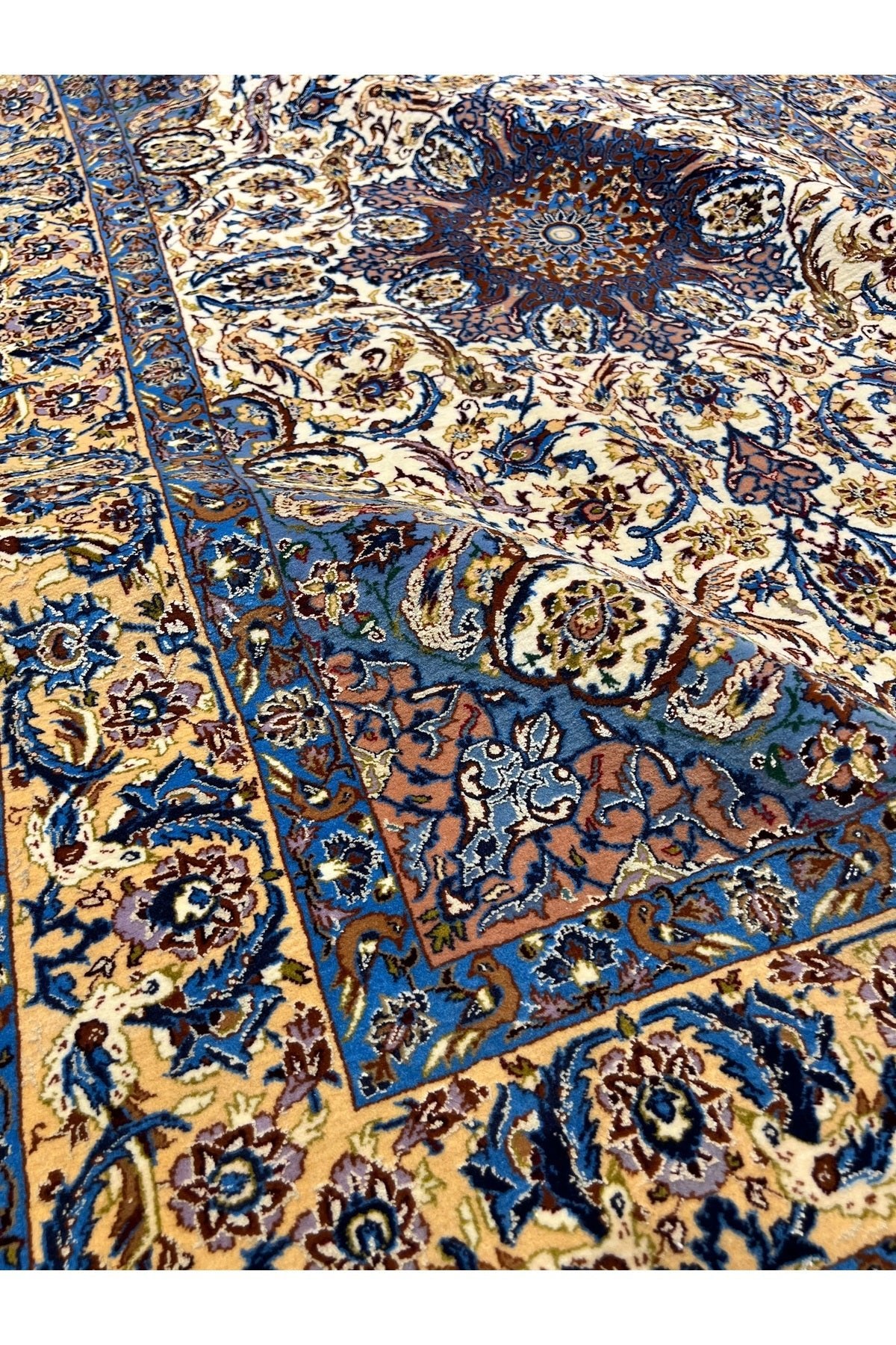 RD RAMAZAN DAG Hand Rug Art Hand-Woven Iranian Silk Blend Isfahan Rug Quality Exceptional Size 160x110 - MALLTURK