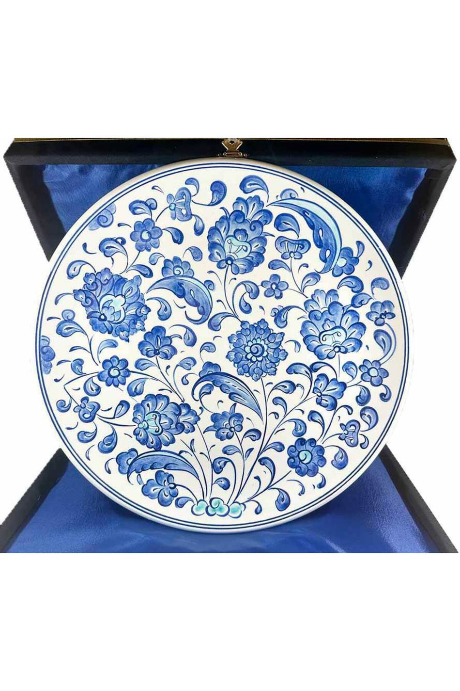 Cini Evi Blue Flower Garden Iznik Tile Plate - MALLTURK