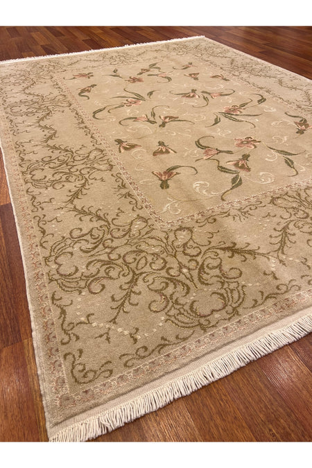 RD RAMAZAN DAG Hand Rug Art Hand-Woven Silk Blend Usak Rug Special Weave Size 270x200 - MALLTURK