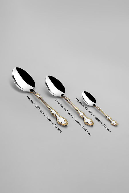 Nehir adriana altin Plain 12 Place Setting 84 Piece Boxed Flatware Set - MALLTURK