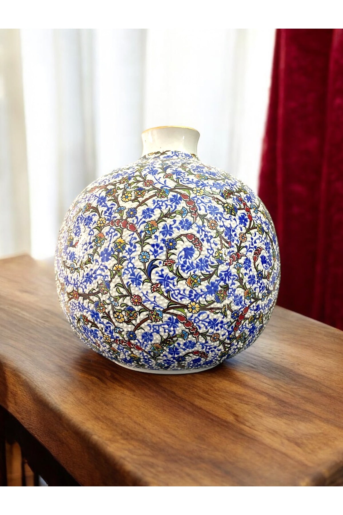 STORESZA Premium Handmade Kutahya Ceramic Sphere Vase - 22cm - MALLTURK