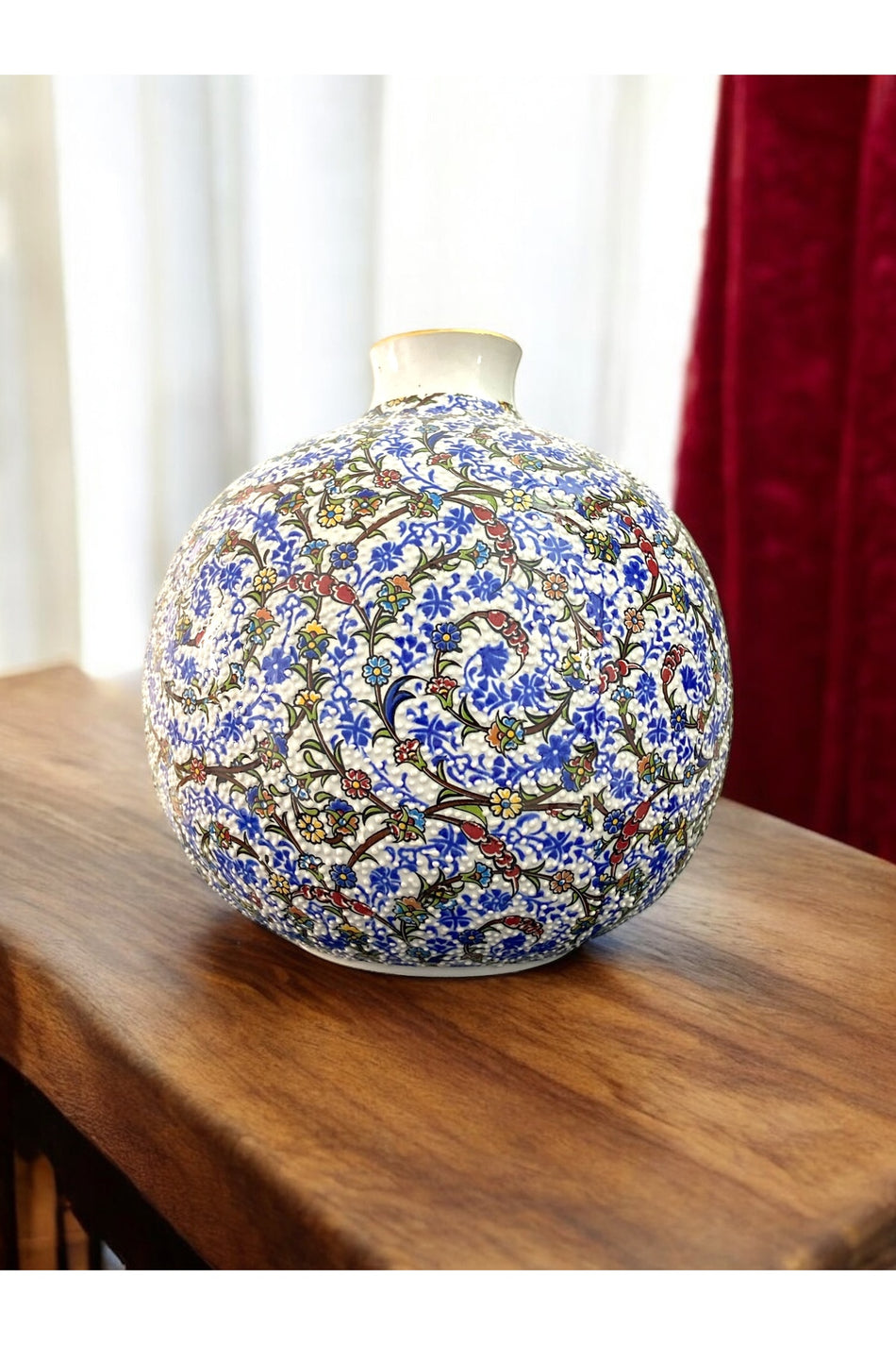 STORESZA Premium Handmade Kutahya Ceramic Sphere Vase - 22cm - MALLTURK