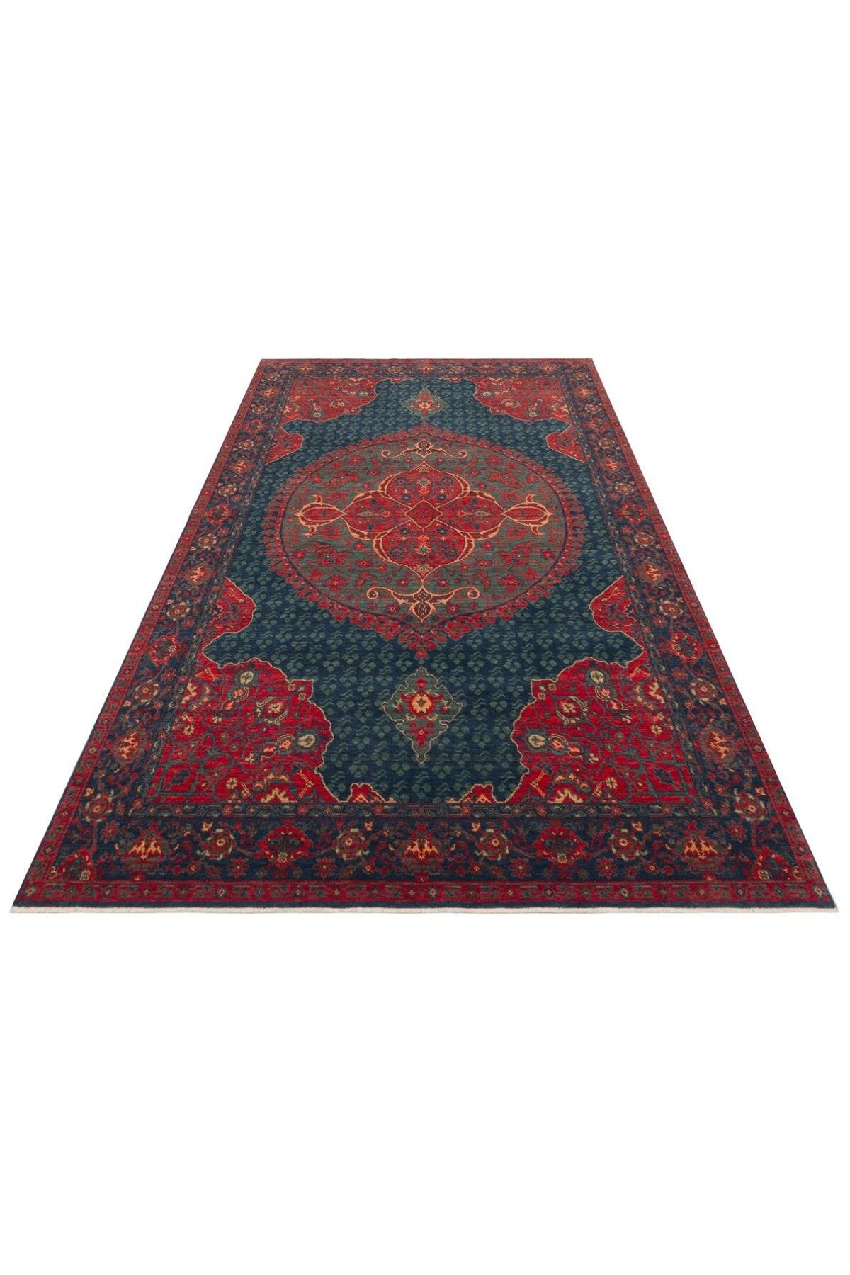 Eko Rug KADIM KDM 03 NAVY Anatolian Motifs Featuring New Zellanda Wool with Produced Handcrafted High Traditional Te - MALLTURK