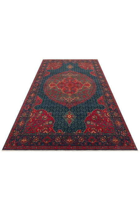 Eko Rug KADIM KDM 03 NAVY Anatolian Motifs Featuring New Zellanda Wool with Produced Handcrafted High Traditional Te - MALLTURK