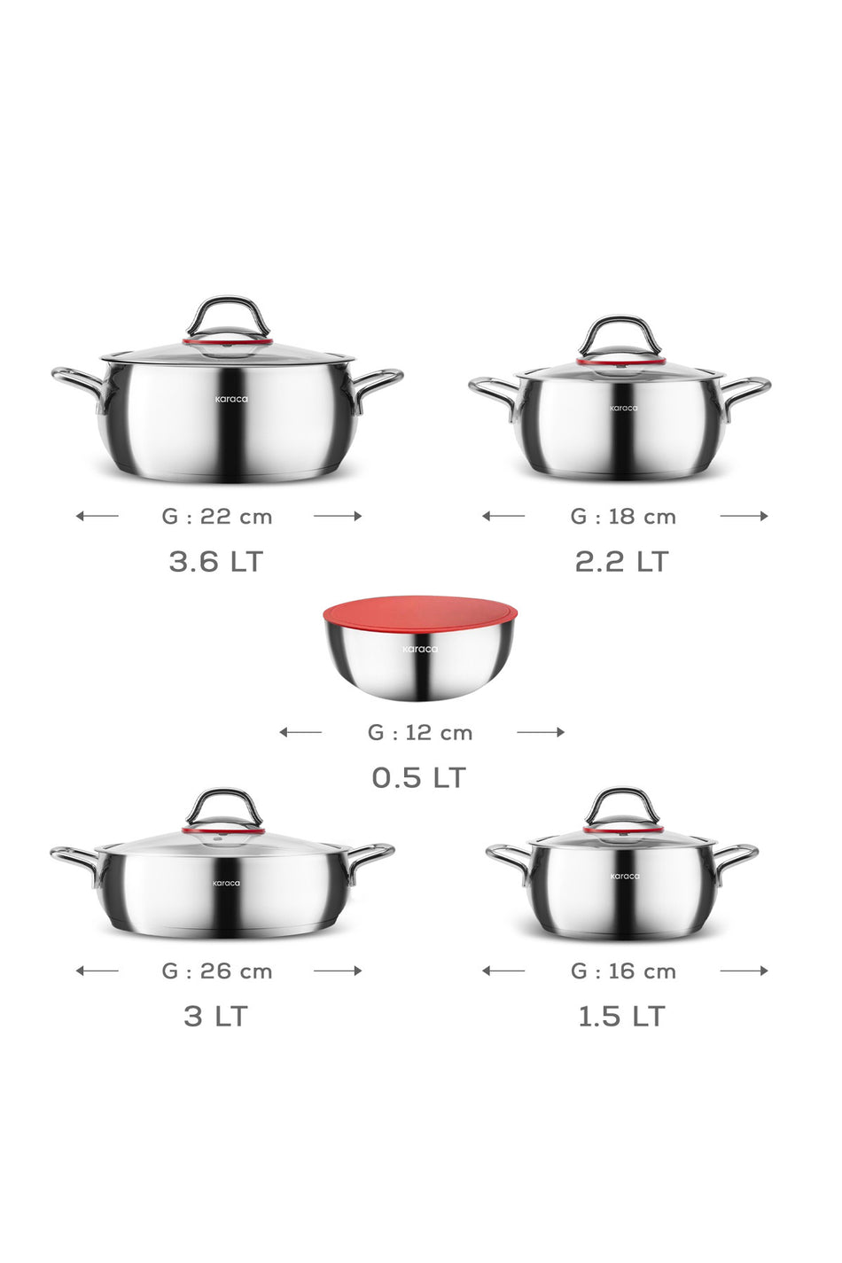 Karaca Emirgan Xl 10 Piece Saklama Kapli Cookware Set - MALLTURK