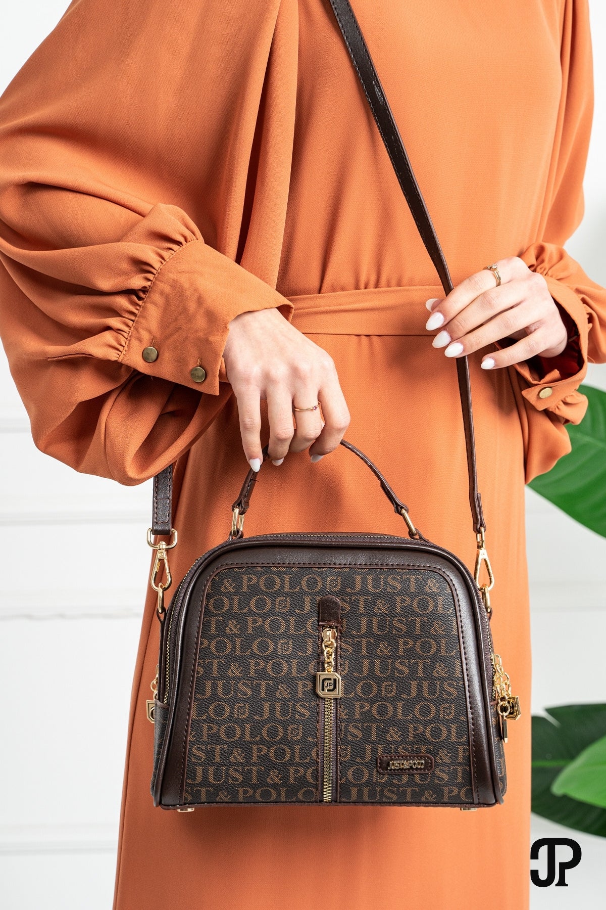 Just Polo Original Women's New Season Luxury Soft Leather Adjustable Crossbody Stylish Hand and Shoulder Bag Brown - MALLTURK