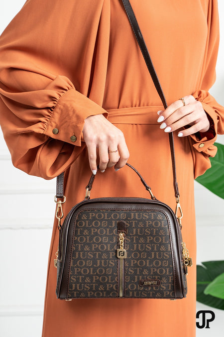 Just Polo Original Women's New Season Luxury Soft Leather Adjustable Crossbody Stylish Hand and Shoulder Bag Brown - MALLTURK