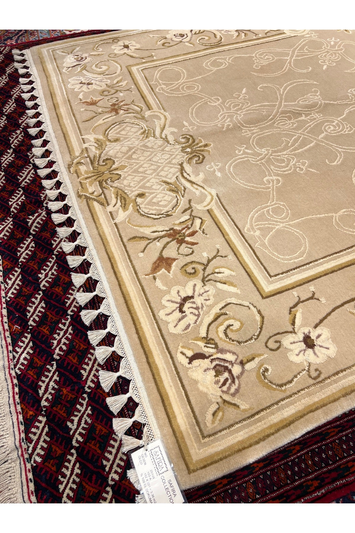 RD RAMAZAN DAG Hand Rug Art Hand-Woven Wool Blend Usak Rug Special Weave Size 221x152