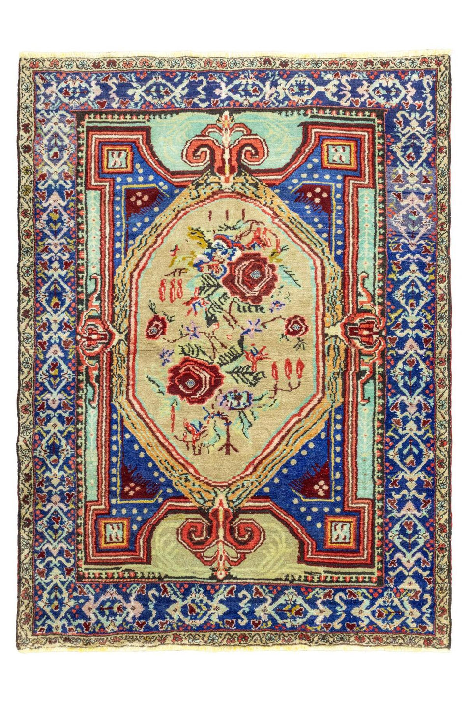 Soho Antiq Lova Handwoven Gordes Rug with Floral Pattern, 158x216 cm - MALLTURK