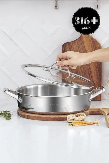 Karaca 3ply Powersteel 316+ Induction Compatible Saute Pan - MALLTURK