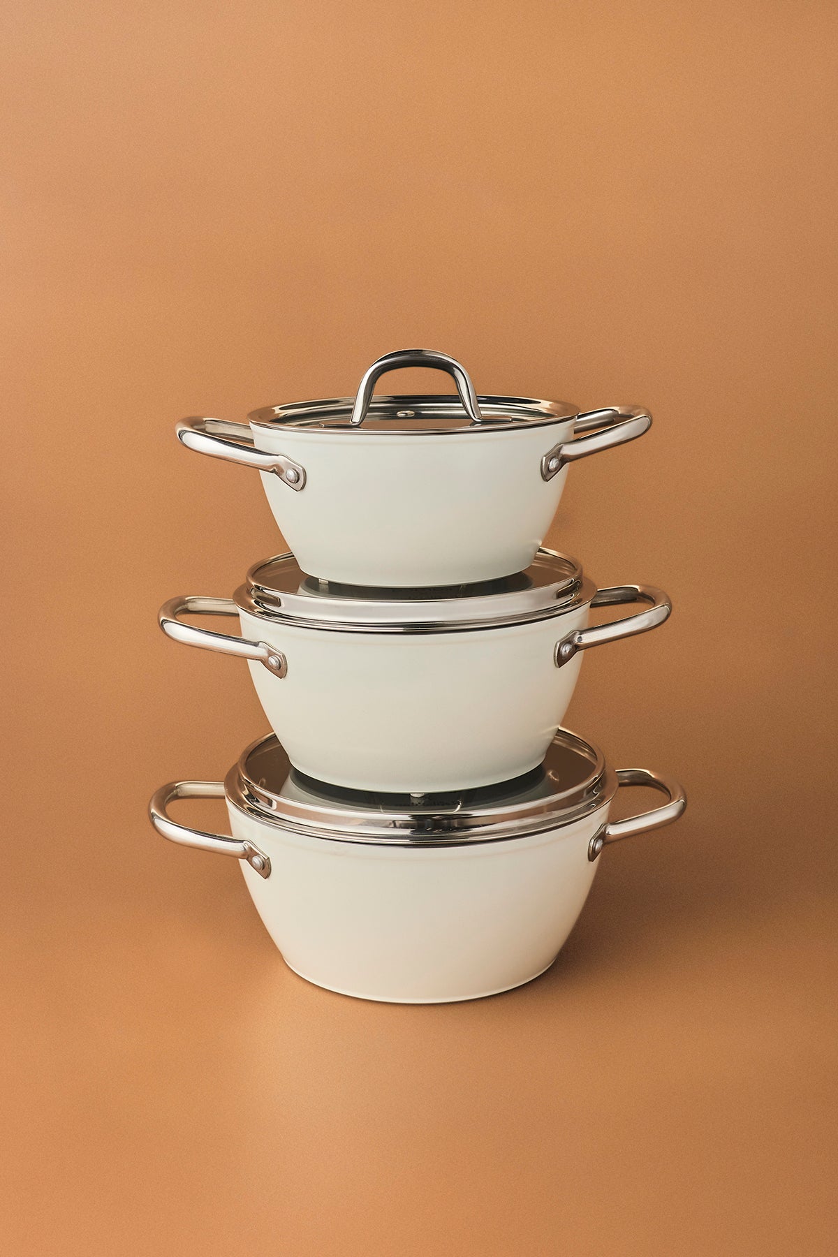 Karaca x Refika Swiss Crystal Kulplu 6 Piece Midi 0 Yag Ile Nonstick Pot Set Creamy