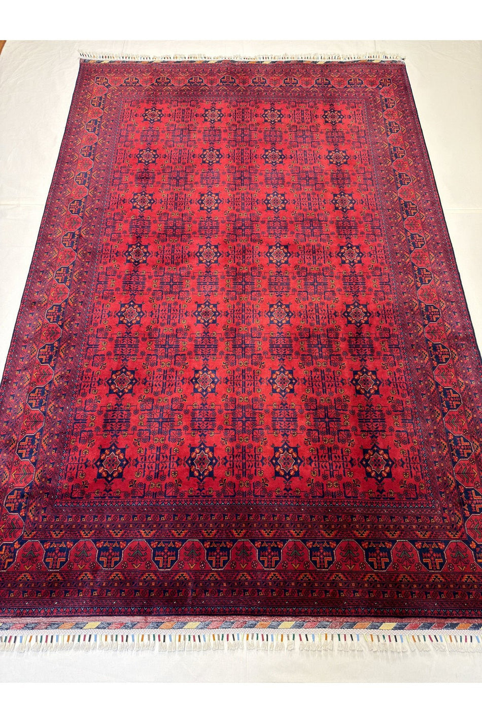 Afghan Handwoven Biljik Rug, 6 Meters, 100% Wool, Natural Dyes, Handcrafted with Wonderful Star Pattern - MALLTURK