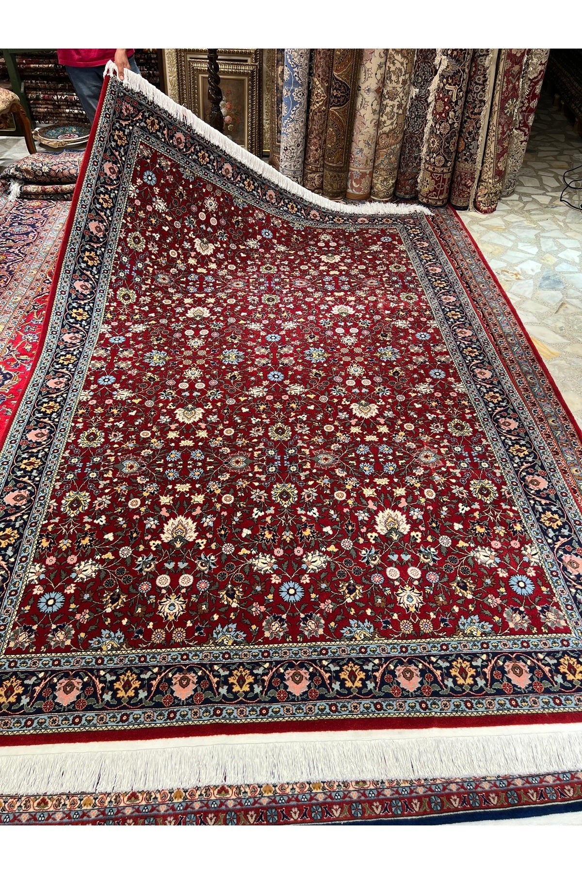 RD RAMAZAN DAG Hand Rug Art Hand-Woven Hereke Rug Signed Wildflower Design Size 305x201 - MALLTURK