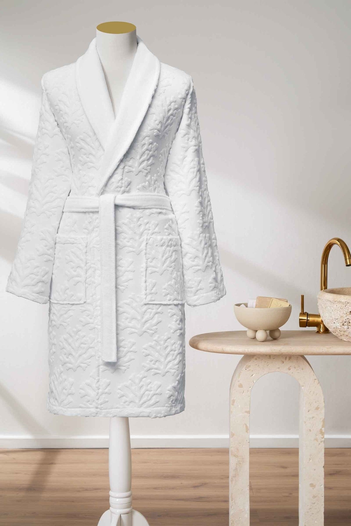 Ozdilek Corallo Velvet Shawl Collar Bathrobe - MALLTURK