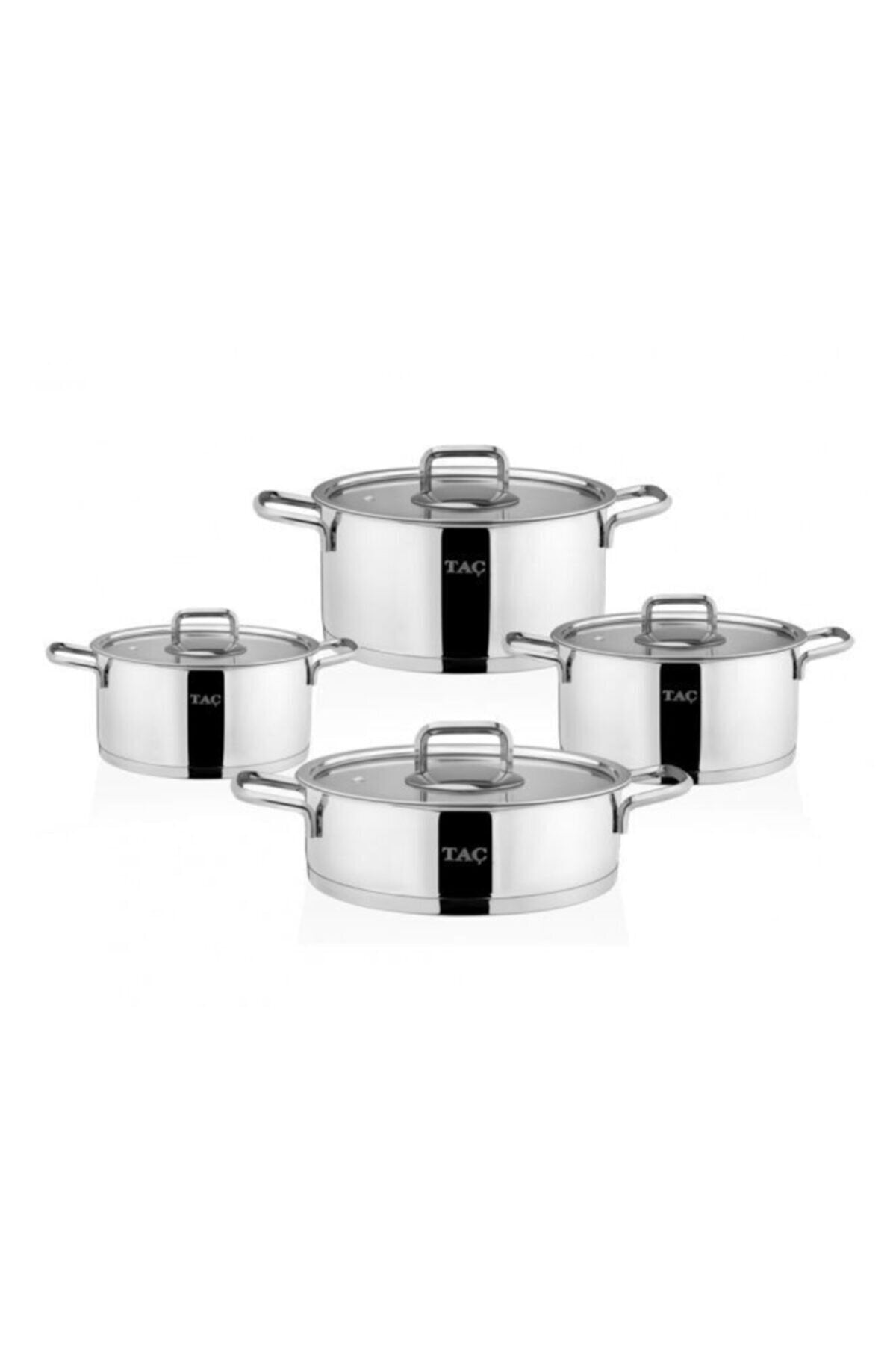Tac Hera Induction Compatible 8 Piece Cookware Set Platin