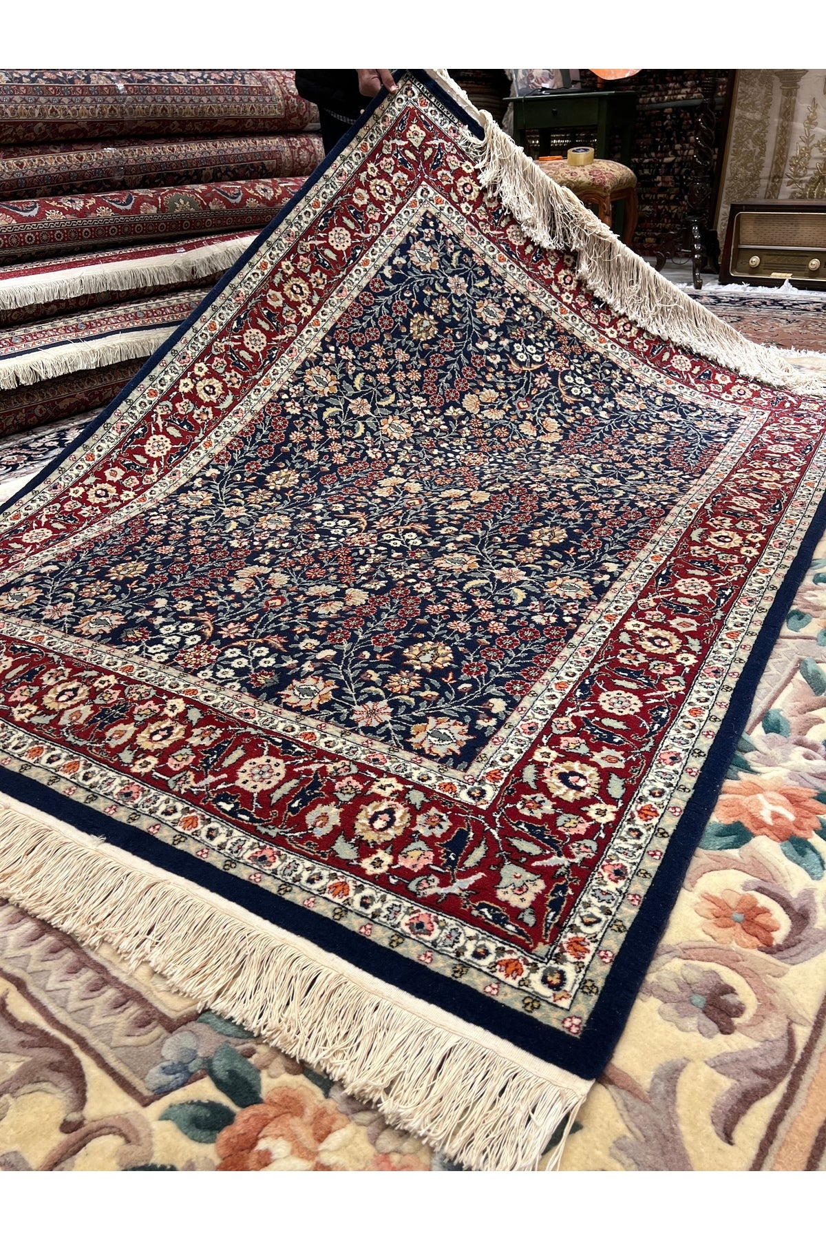 RD RAMAZAN DAG Hand Rug Art Hand-Woven Sumerbank Hereke Rug 100.Anniversary Series Seven Mountains Flower Design Size 207x1.53 - MALLTURK