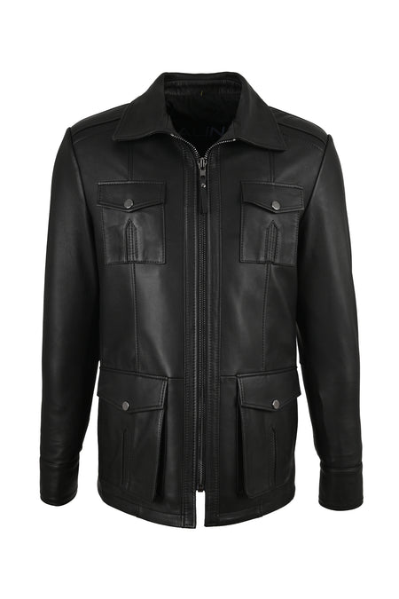 ALIN Kaya Men's Genuine Leather Zip-Up Leather Jacket Black - MALLTURK