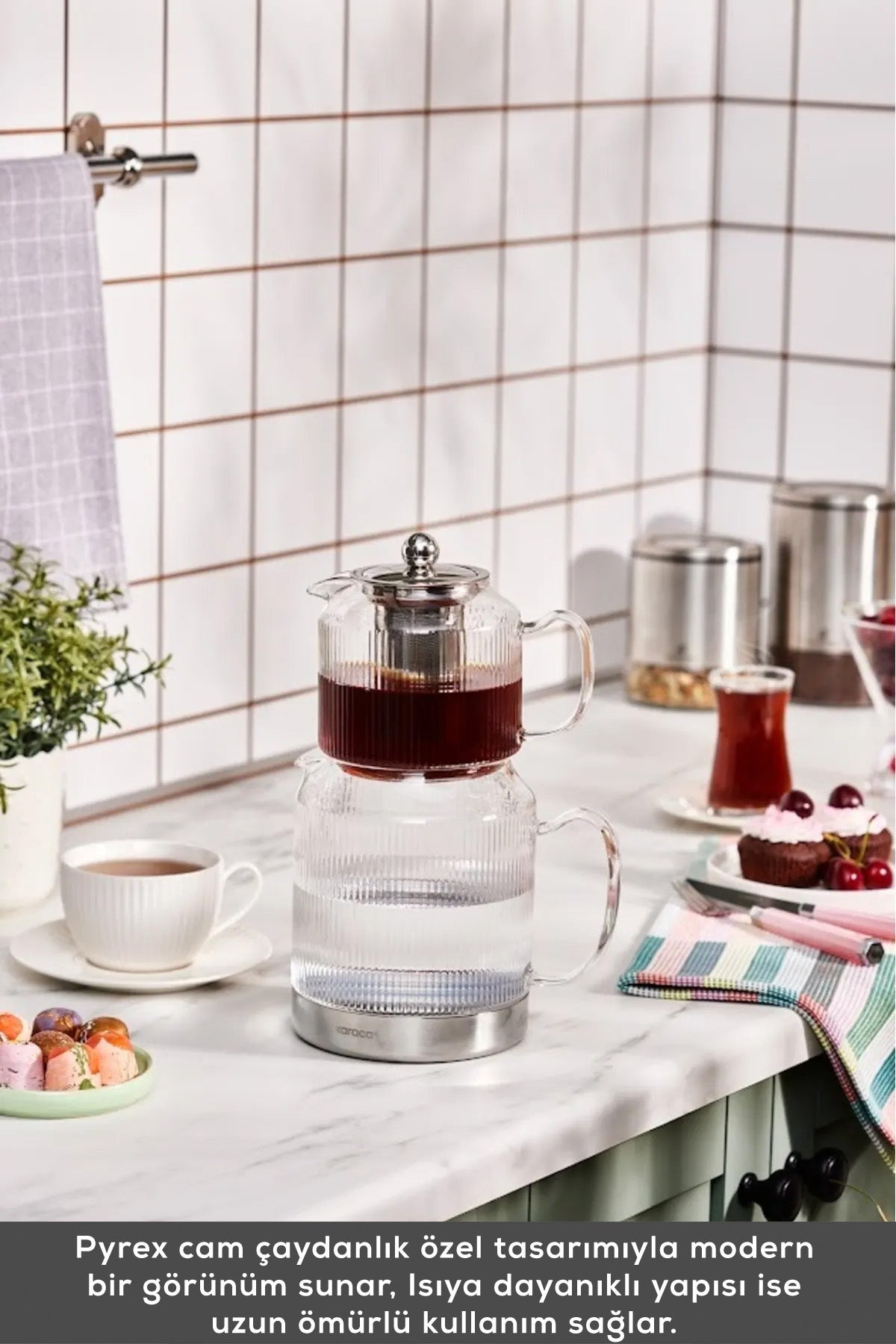 Karaca Kelly induction Base Midi Glass Teapot Set - MALLTURK