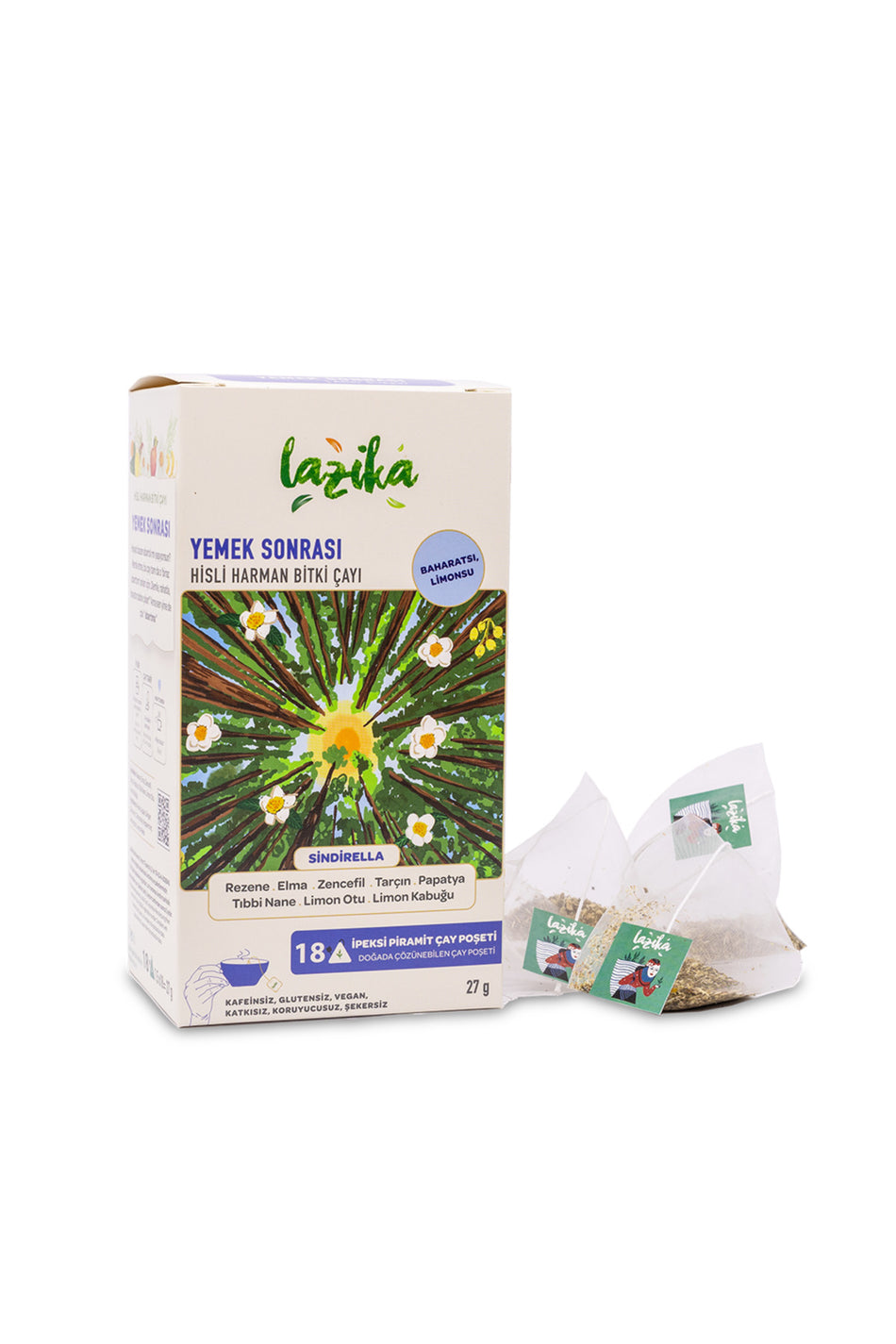 LAZIKA Sensitive Blend After Meal (Cinderella) 18-Pack PLA Sachets - Fennel, Mint, Ginger, Chamomile - MALLTURK