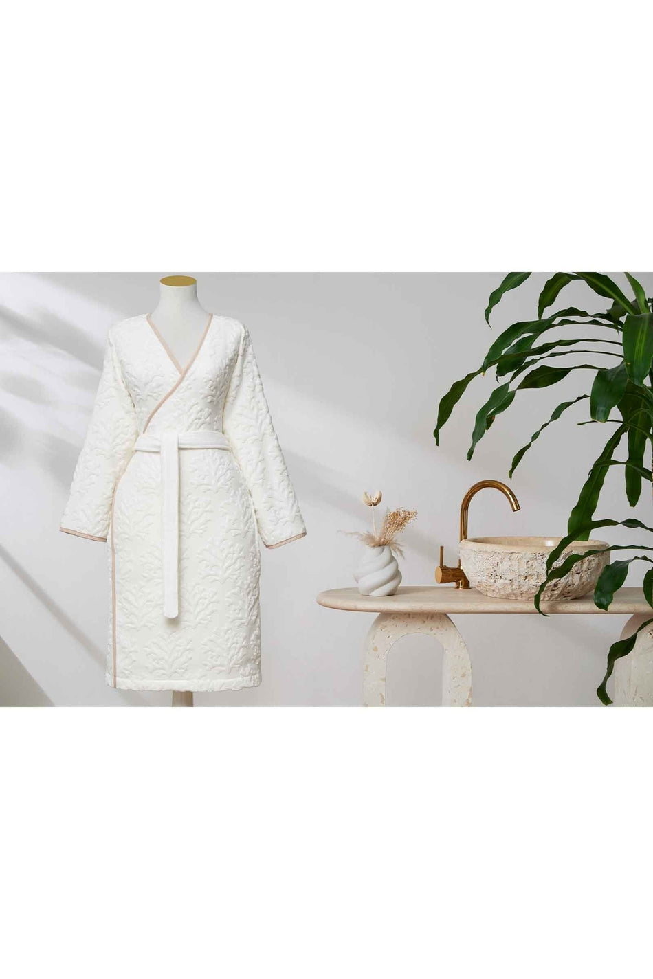 Ozdilek Corallo Velvet Kimono Bathrobe