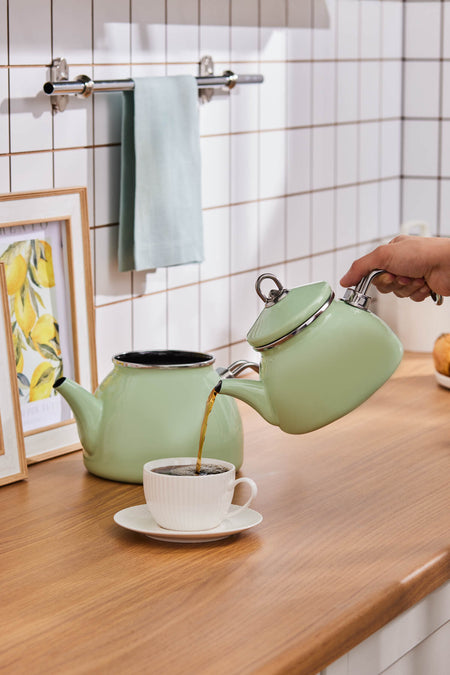 Karaca Loreto Enamel Teapot, Green - MALLTURK