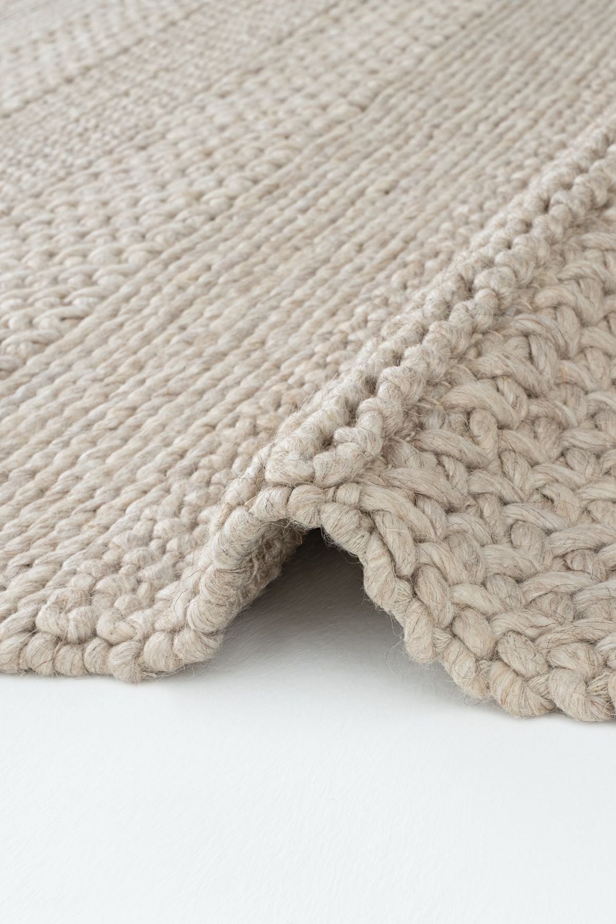 Cool Rug Elegance J352 Beige Wool Rug Natural Living Room Rug Hallway Rug Runner Hand-Woven Rug Knitted Handmade Rug