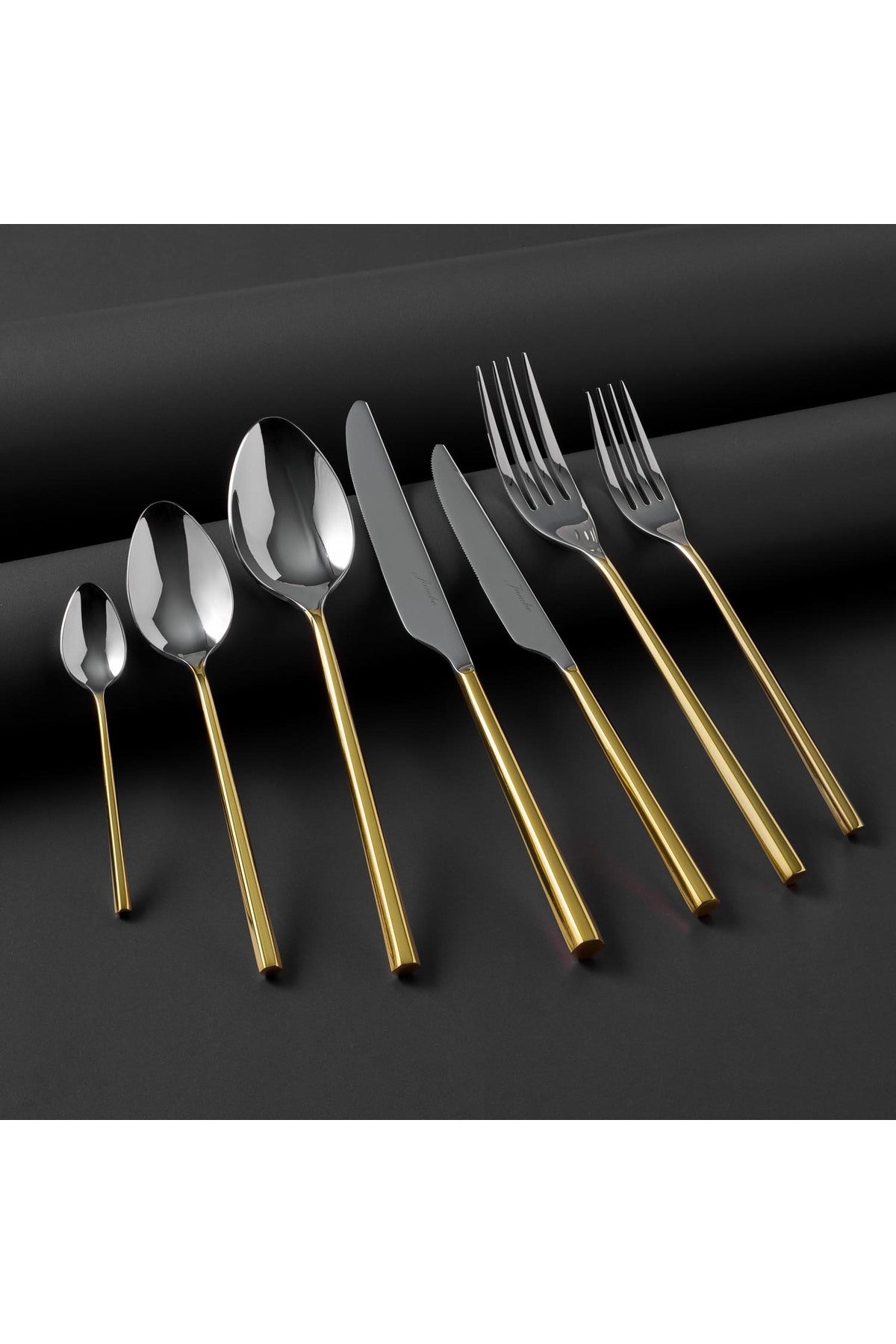 Jumbo 1001 altin 84 Piece 12 Place Setting Flatware Set 500 01 01 6051 - MALLTURK