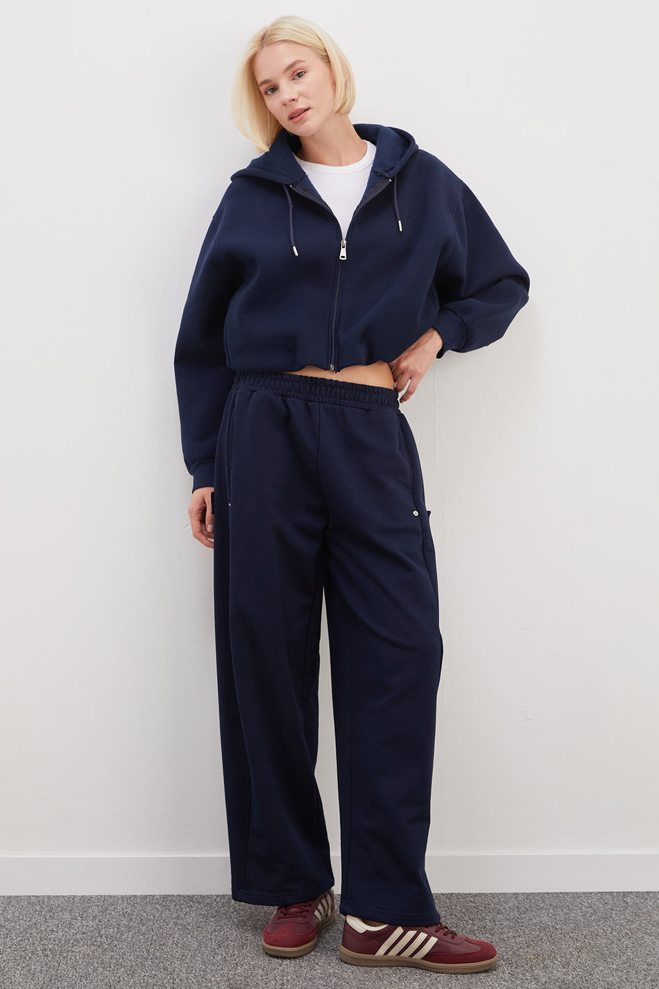Sweatpants with Snap Buttons on the Sides and Elastic Waistband