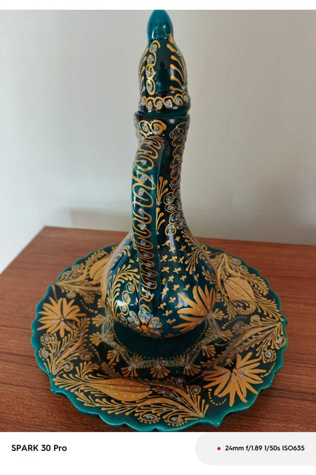 Sema ceramic handmade 25 cm gold-plated delicate ceramic vase - MALLTURK