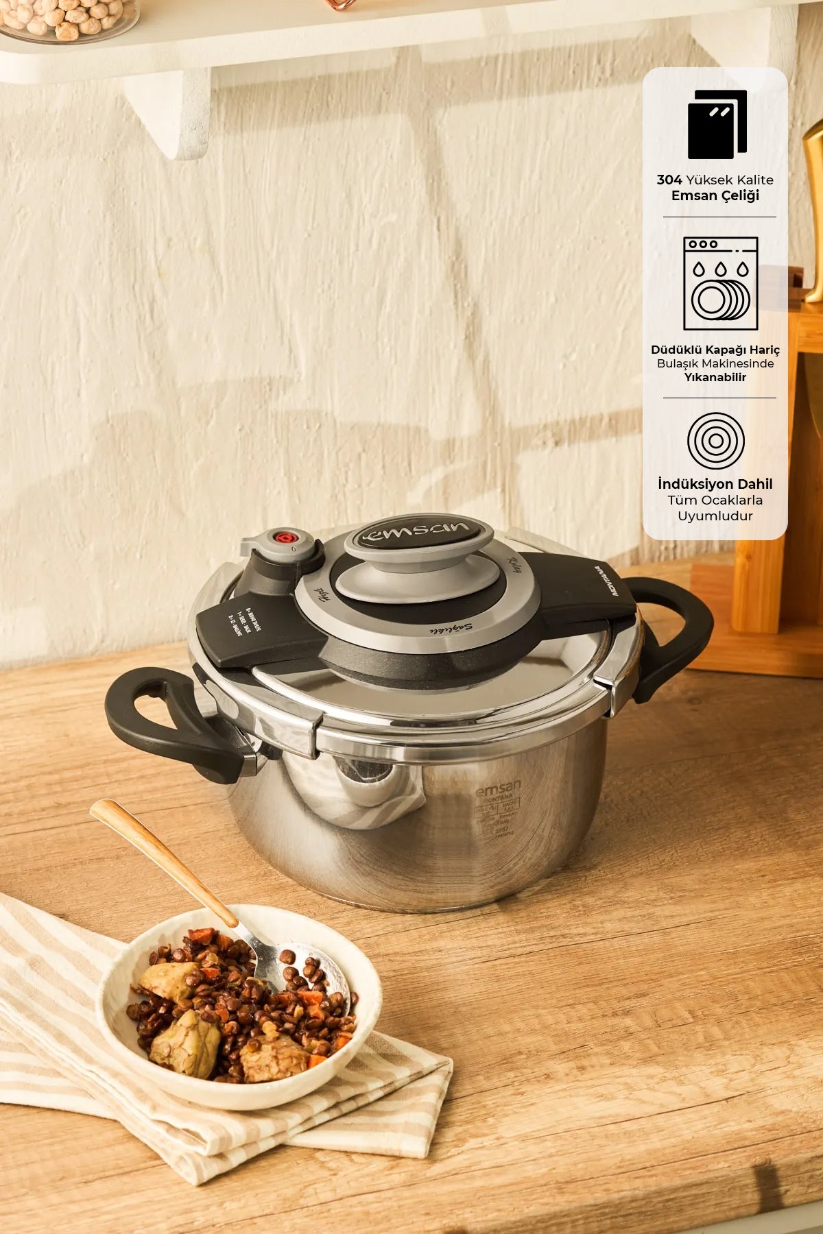 Emsan Montana induction Base Pressure Cooker Set 6 + 8 Liters - MALLTURK