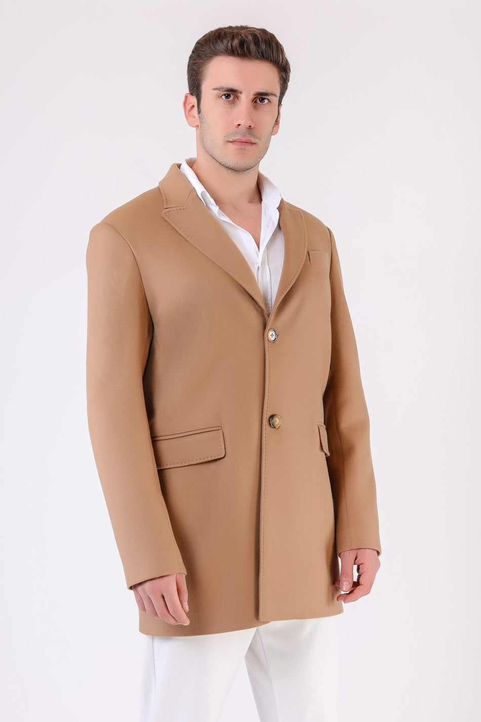 Leather Club beige romersk kashmirkappa