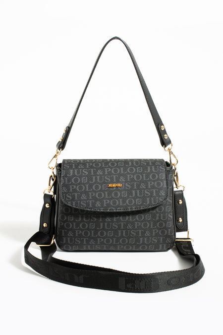 Just Polo Women's Shoulder Bag New Season Monogram Fabric 2197 Black - MALLTURK