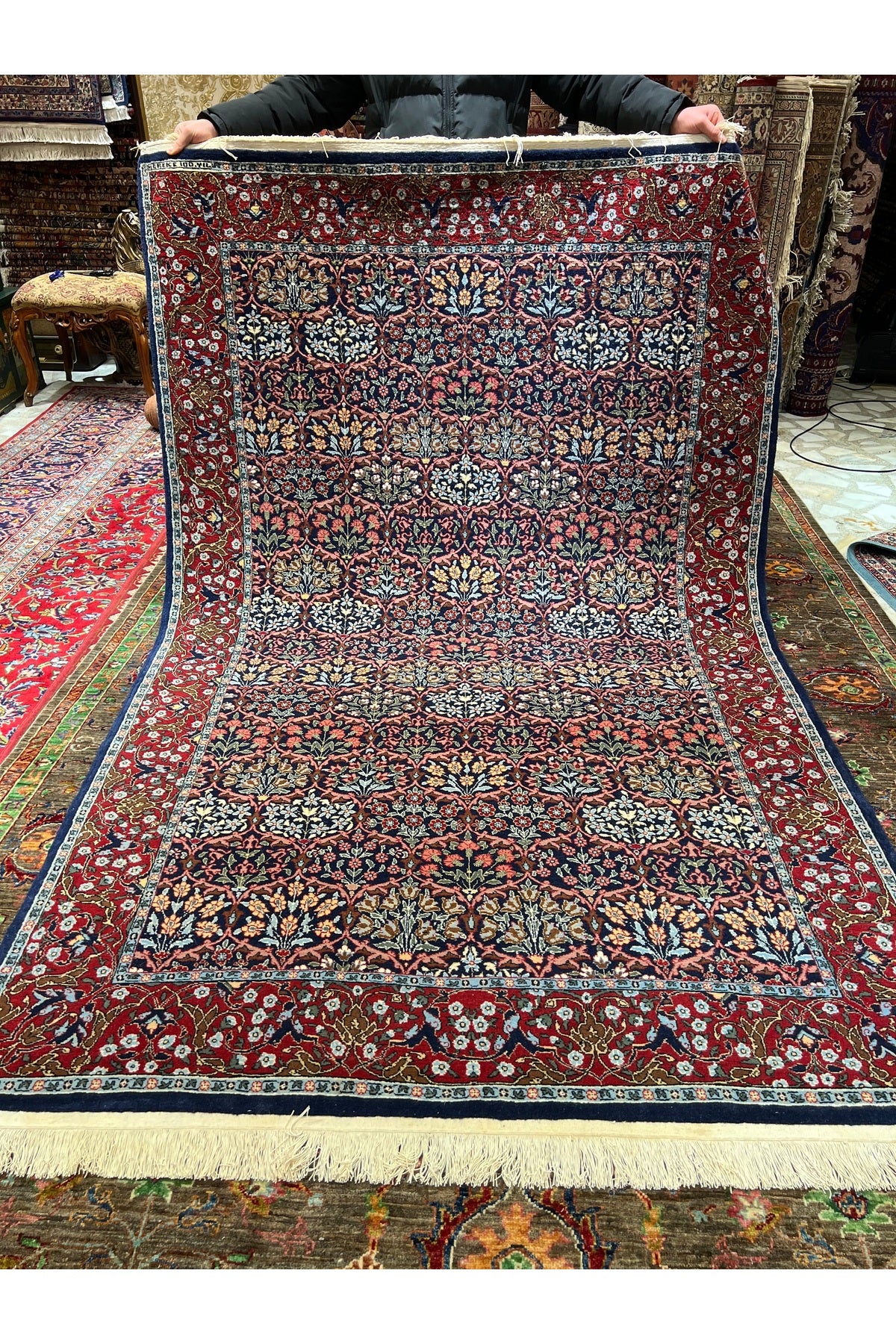 RD RAMAZAN DAG Hand Rug Art Hand-Woven Hereke Rug 100.Anniversary Series Karpuzlu Design Size 246x157 - MALLTURK