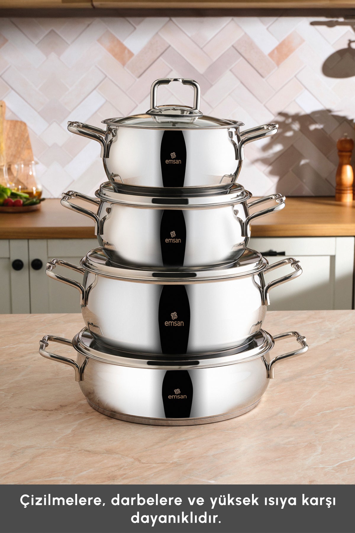 Emsan Emirgan 8 ParcaPaslanmaz Cookware Set - MALLTURK