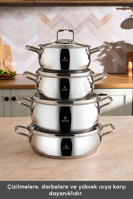 Emsan Emirgan 8 ParcaPaslanmaz Cookware Set - MALLTURK