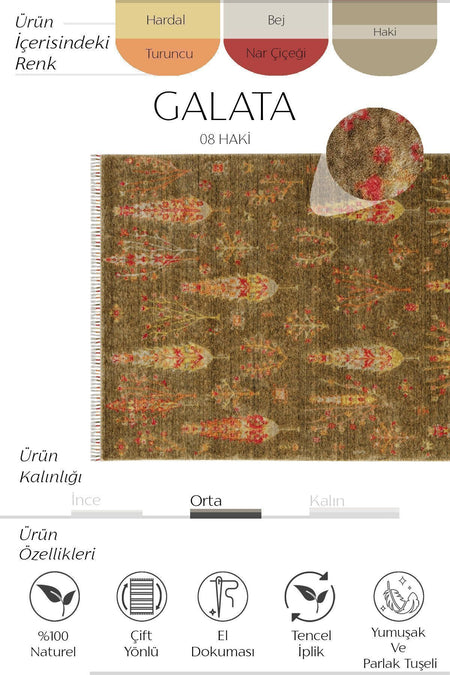 Cool Hali Galata 08 Khaki Carpet Authentic Living Room Carpet Bohemian Scandinavian Carpet Bamboo Carpet Handwoven Hallway Carpet - MALLTURK