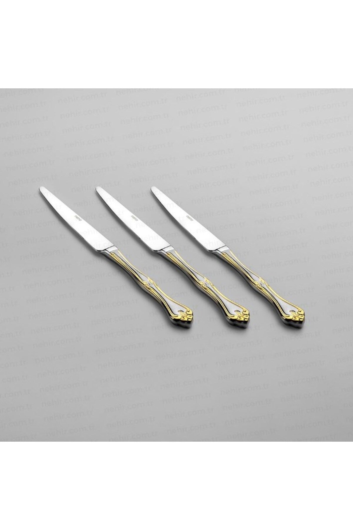 Nehir lalezar altin 12 Piece yemek Knife Set - MALLTURK