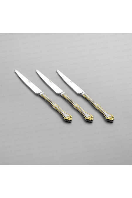 Nehir lalezar altin 12 Piece yemek Knife Set - MALLTURK