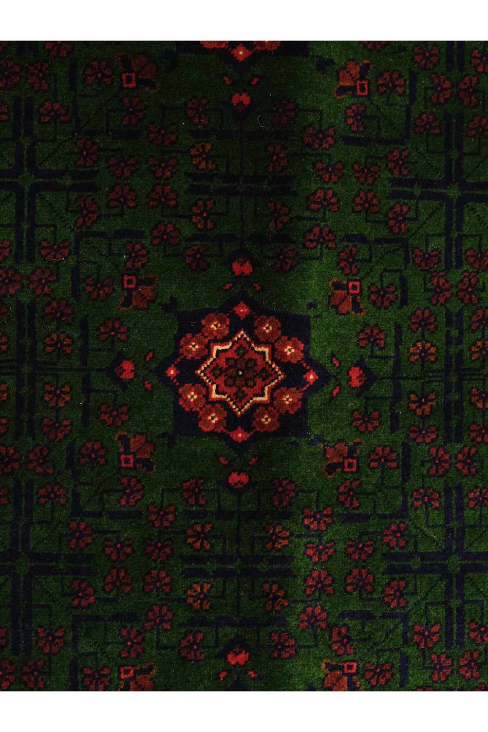 Vog Hali Handwoven Burgundy-Green Star Pattern Afghan Bilicik Carpet 100% Wool Natural Dye Traditional Living Room Carpet - MALLTURK